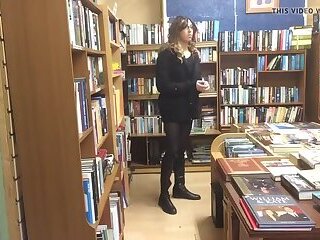 Crossdresser flashing in bookstore