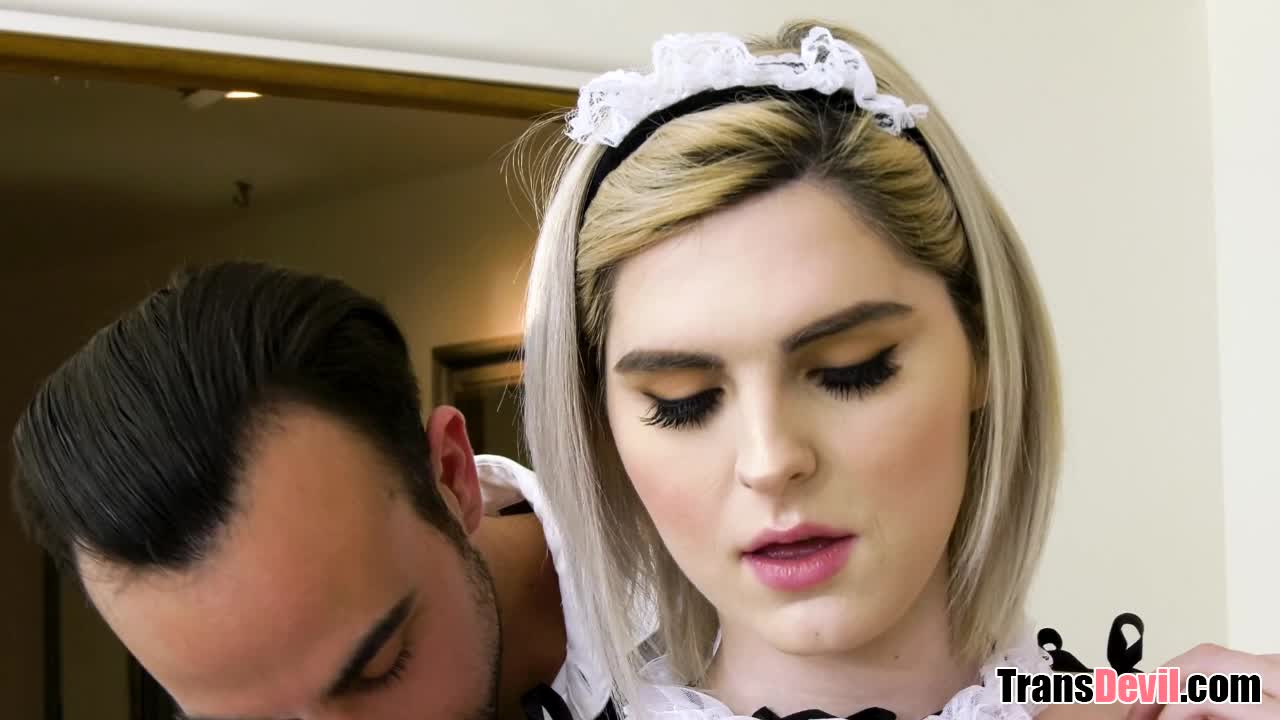 Tattooed Shemale In Maid Uniform Getting Assfucked