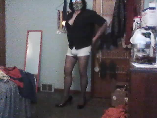 Shy mature crossdresser loves slutty clothes