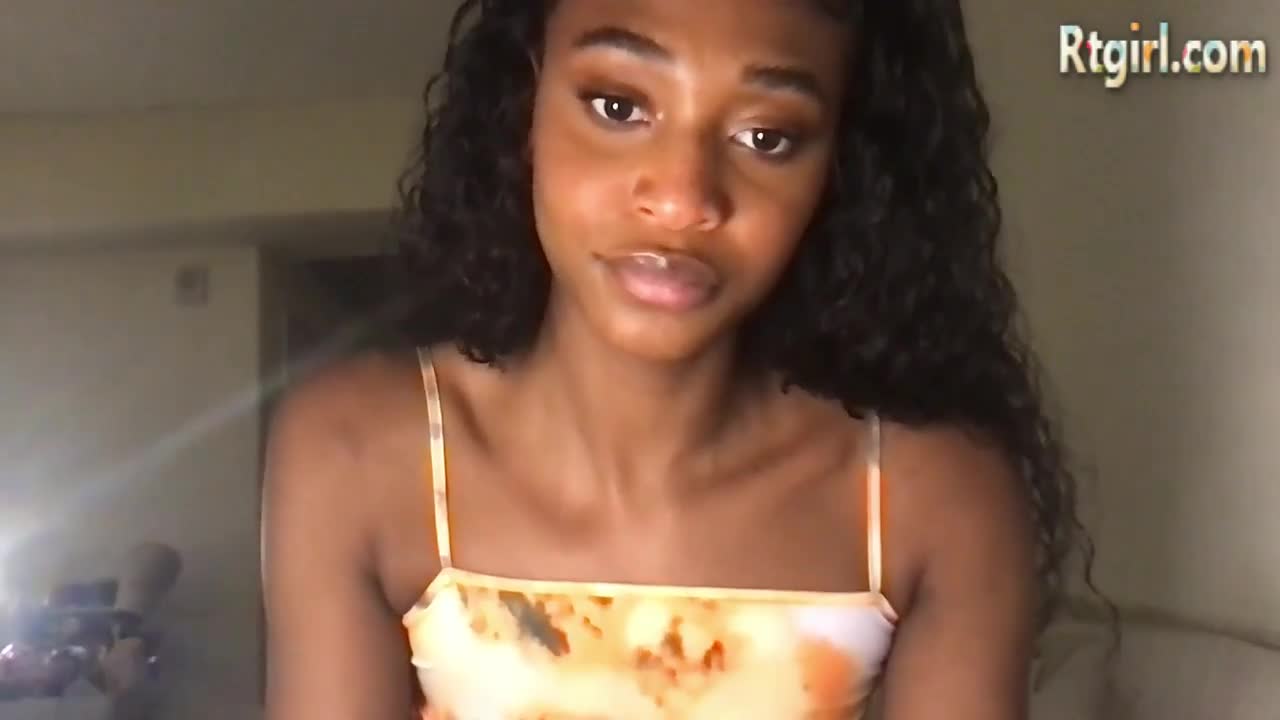 pretty black trans babe teases on webcam