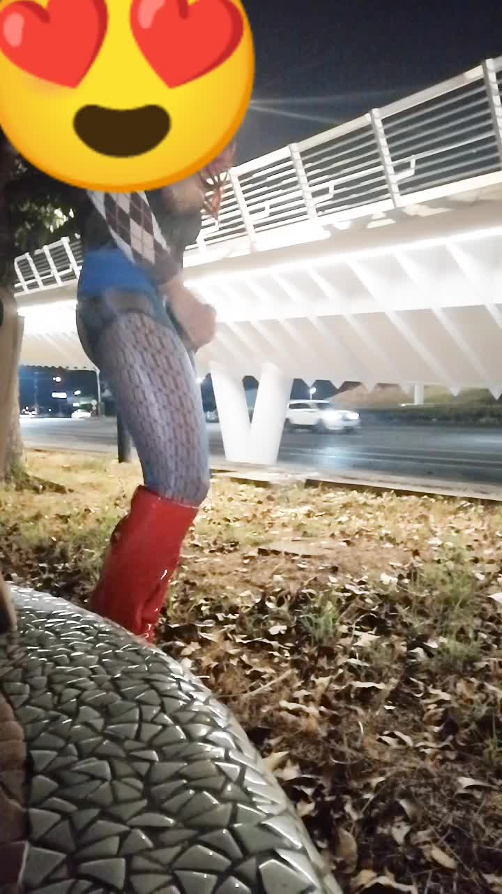 Busty Curbside Cumshot Collection 2. Blue Stockings and Red Boots (01:01)